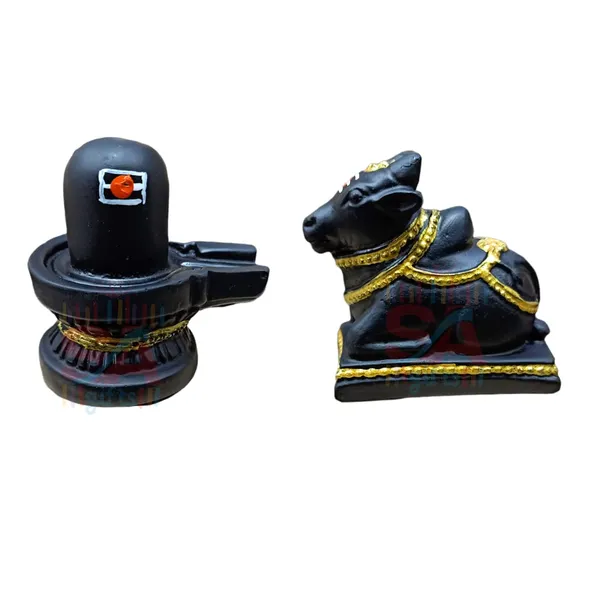 Sai_Amrut_Black_Marble_Dust_Shivling_2.5_inch_and_Nandi_2_inch_Handcrafted_&_Hand_Painted_Tilak_Idol_for_Puja_Home_Office_Temple_Car_Dashboard