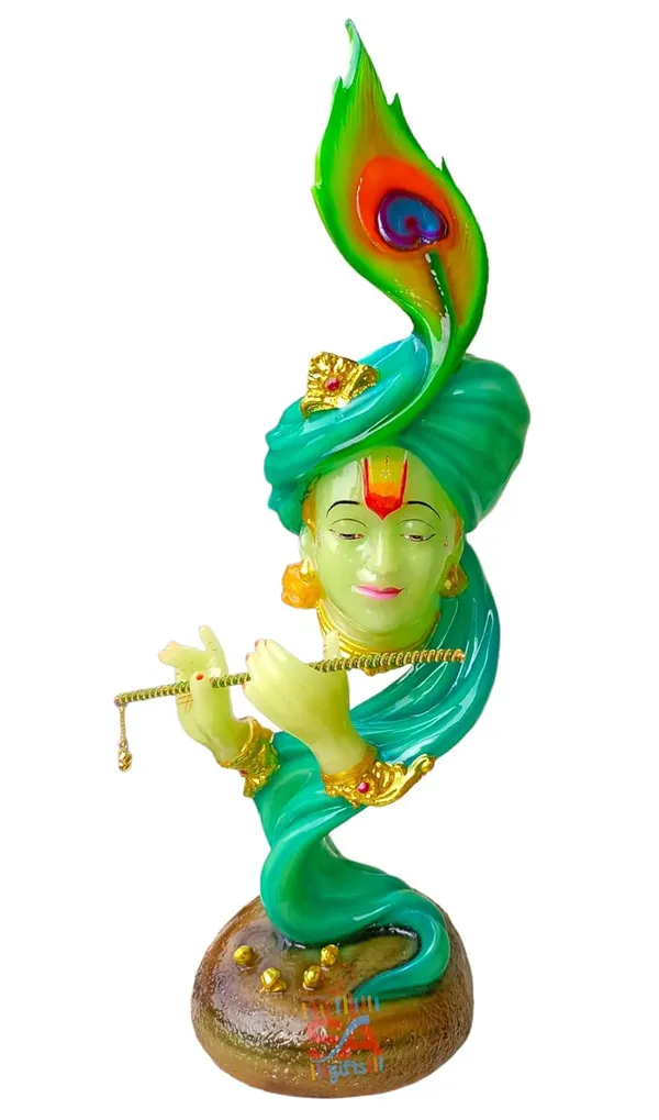 Radium_Marble_Dust_Beautiful_Krishna_with_Flute_Use_in_Pooja_Room_or_Home_Decor_(SR_560_RD_-_Blue)