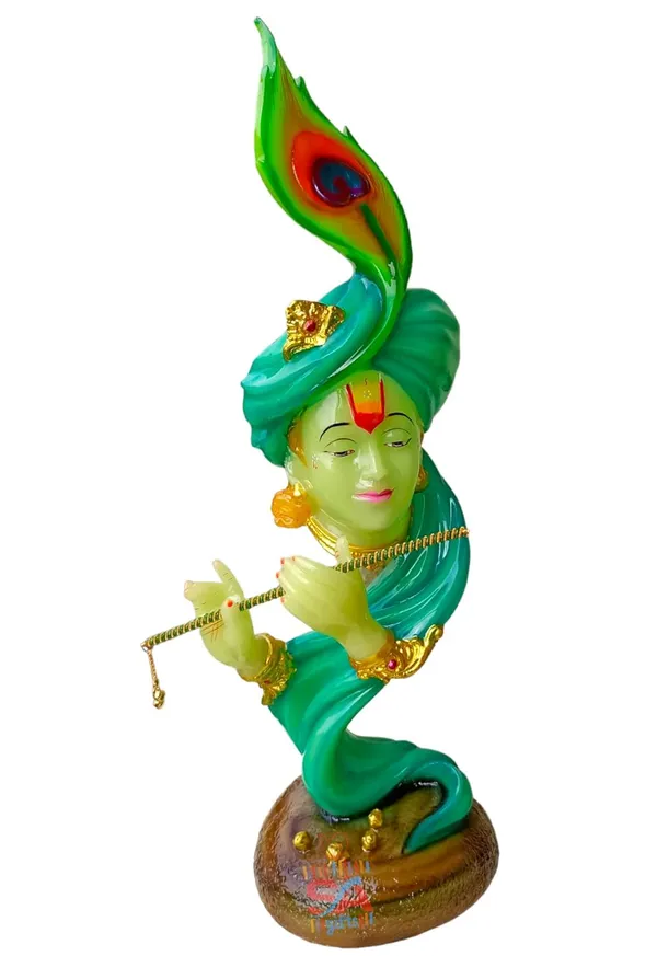 Radium_Marble_Dust_Beautiful_Krishna_with_Flute_Use_in_Pooja_Room_or_Home_Decor_(SR_560_RD_-_Blue)