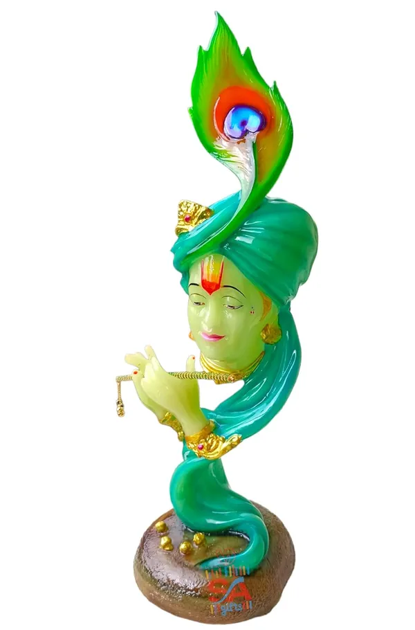 Radium_Marble_Dust_Beautiful_Krishna_with_Flute_Use_in_Pooja_Room_or_Home_Decor_(SR_560_RD_-_Blue)