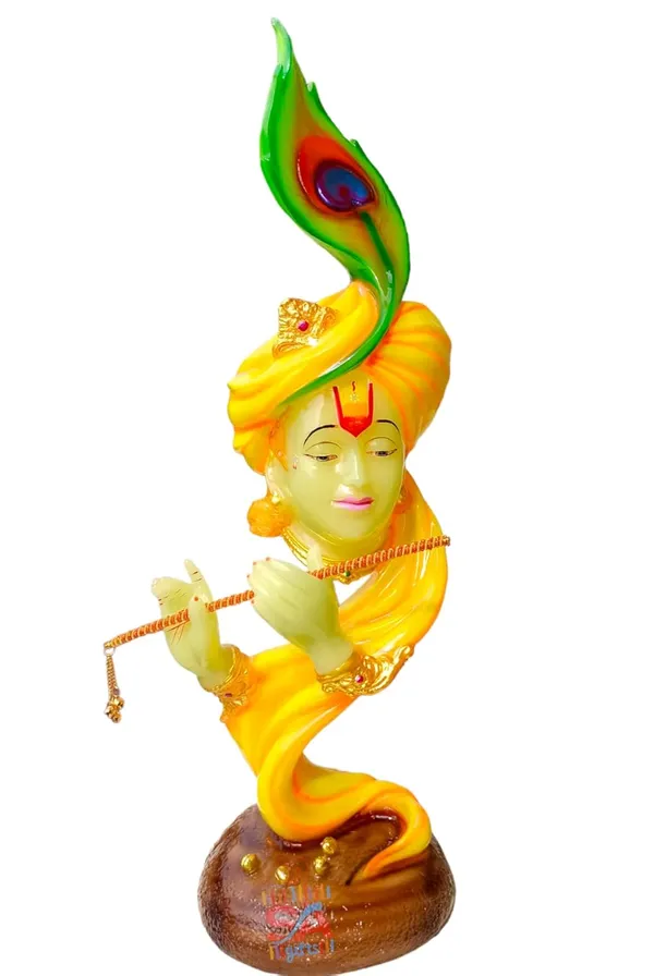 Radium_Marble_Dust_Beautiful_Krishna_with_Flute_Use_in_Pooja_Room_or_Home_Decor_(SR_560_RD_-_Yellow)
