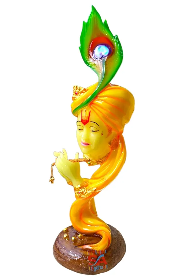 Radium_Marble_Dust_Beautiful_Krishna_with_Flute_Use_in_Pooja_Room_or_Home_Decor_(SR_560_RD_-_Yellow)