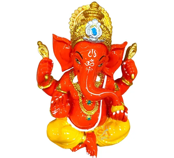 Sinduri_Ganpati_Bappa_Ganesh_Murti_Idol_and_Statue_for_Mandir,_Home_Decor,_Temple_(Multicolor,_14_x_8_x_17)