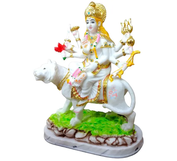 Marble_Dust_Ambe_Maa_Idol_Statue/Murti_for_Home_Dacor_Gift_Piece_and_Puja_|SheraWala_MATA_Rani_ki_murti_Statue_Idol_Multicolor,_1_Piece_(6_x_4_x_8.5_in)