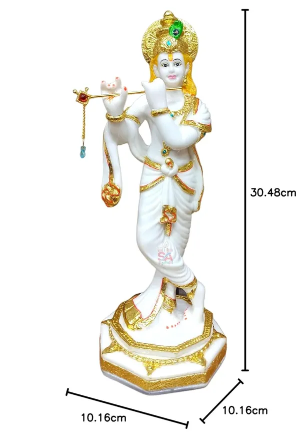 Home_Decor_Gold_Foil_Work_Marble_Idol_Lord_Krishna_Sculpture_Idol_Decorative_Pooja_Showpiece_(12_Inch)_(White_&_Gold)