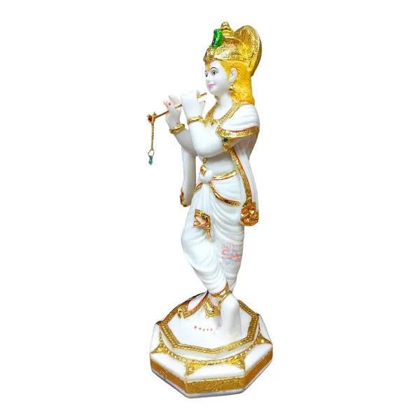 Home_Decor_Gold_Foil_Work_Marble_Idol_Lord_Krishna_Sculpture_Idol_Decorative_Pooja_Showpiece_(12_Inch)_(White_&_Gold)