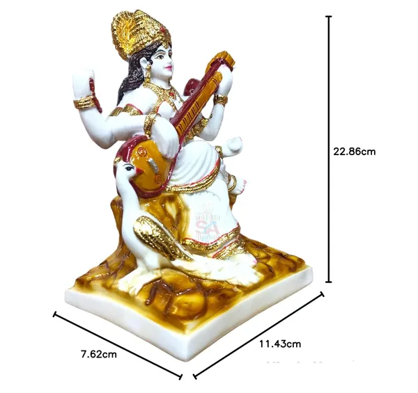 Marble_Gold_Foil_Saraswati_Idol_Statue_-_Hindu_Goddess_of_Knowledge,_Music_&_Art_Sculpture_(White_and_Gold)_(6_Inches)