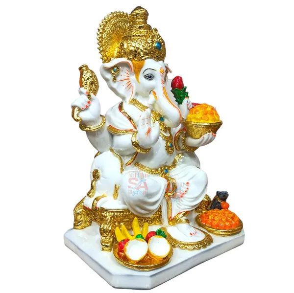 Marble_Dust_Gold_Plated_Ganesha_Idol,_Ganpati_Statue,_Vinayak_(White_&_Gold,_13.5_Inches)