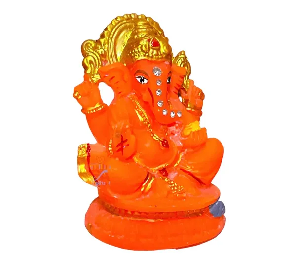 Marble_Orange_Matte_Ganeshji_Idol_for_Car_Dashboard