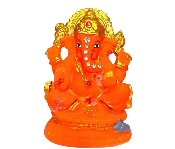 Marble_Orange_Matte_Ganeshji_Idol_for_Car_Dashboard