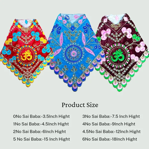 Sai_Baba_Velvet_Dress_Set_Pack_of_7_Om_Printed_Handcrafted_Dresses,_Multi-Colored_Sai_Ram_Vastra/Poshak,_Embroidered_Spiritual_Attire_(2No_(6Inch))