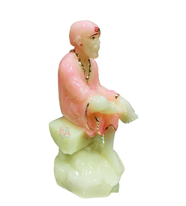 SAI_Baba_Marble_Radium_Statue_Ideal_for_Home,_Office,_Mandir_Temple_for_Home_Decor,_Pooja_Worship_Room_Use_(9Inch)
