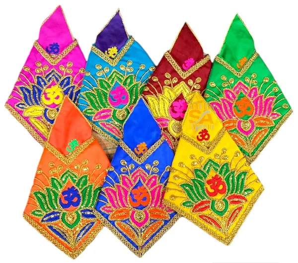 Sai_Baba_Cotton_Mix_Dress_Set_Pack_of_7_Om_Printed_Handcrafted_Dresses,_Multi-Colored_Sai_Ram_Vastra/Poshak,_Embroidered_Spiritual_Attire_(2No_(6Inch))_Multicolour