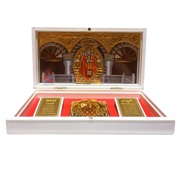 Sai_Amrut_Sadguru_Sai_MDF_Wooden_Acrylic_Decorative_Sai_Baba_Photo_Frame_with_Charan_Paduka_(Gold_plated_(4x6Inch))