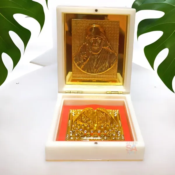 Sai_Amrut_Sadguru_Sai_MDF_Wooden_Acrylic_Decorative_Sai_Baba_Photo_Frame_with_Charan_Paduka_(Gold_plated_(4x4Inch))