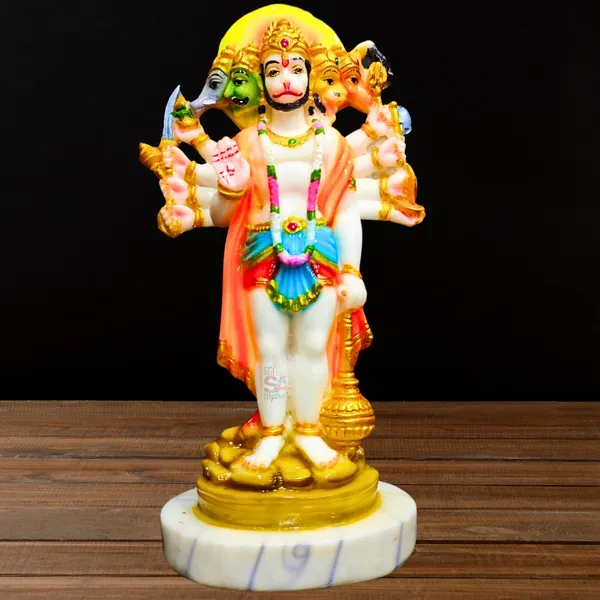 Marble_God_Lord_Panchmukhi_Hanuman_Bajrangbali_Bhagwan_Multicolor_Idol_Religious_Home/Office_Mandir_Murti_(Standing_(9_inch))
