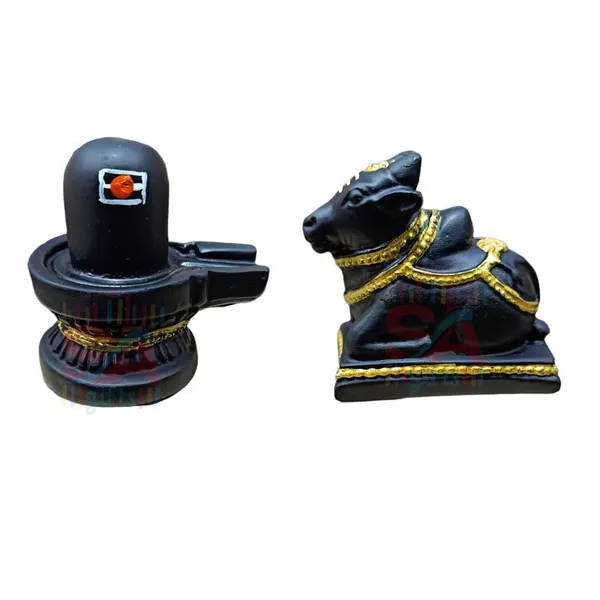 Marble_Shivling_and_Nandi_Decorative_Showpiece_(Black,_Nandi)