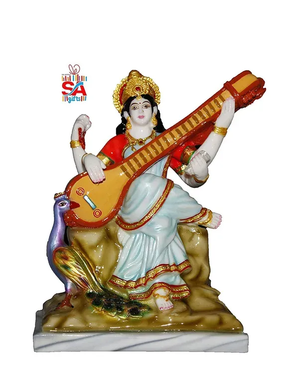 Marble_Saraswati_Idols_12_Inch_Multicolour