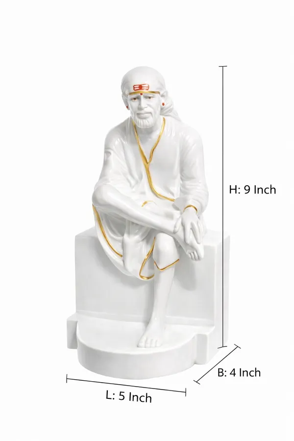 White_Marble_Sai_Baba_Sitting_Idol_9_Inch_Premium_Handcrafted_Murti_with_Gold_Detailing_|_Sai_Amrut_Gifts