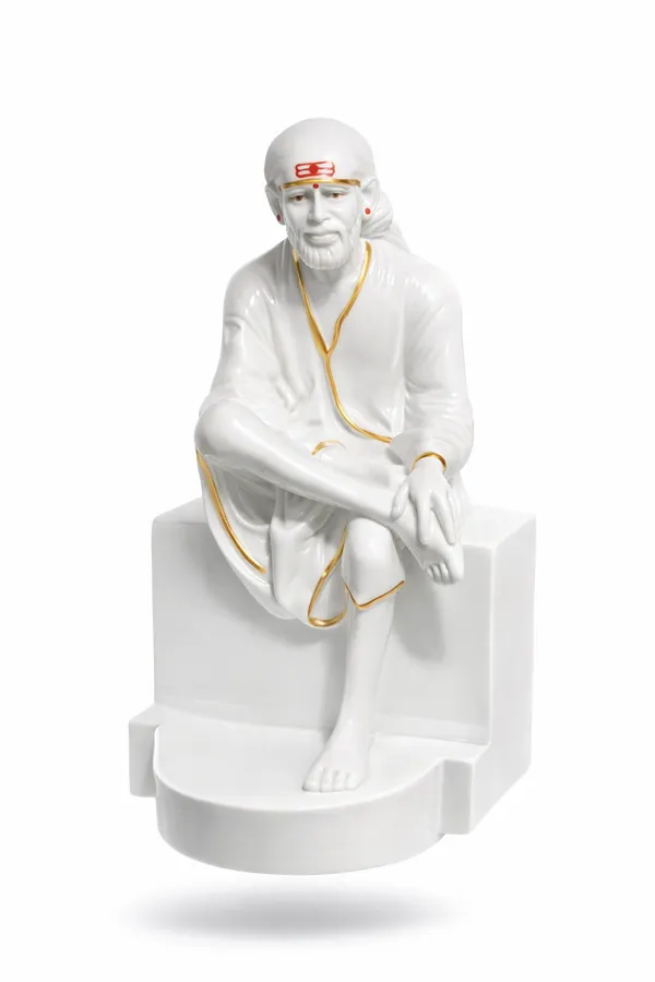 White_Marble_Sai_Baba_Sitting_Idol_9_Inch_Premium_Handcrafted_Murti_with_Gold_Detailing_|_Sai_Amrut_Gifts
