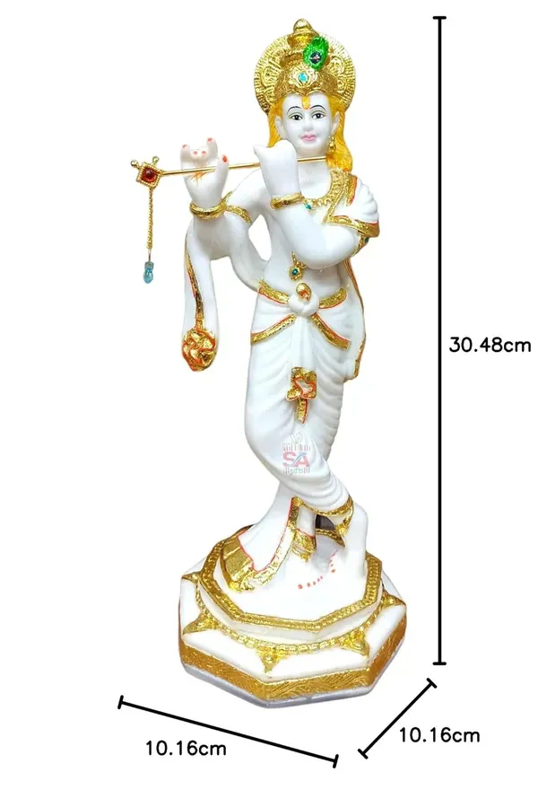 Home_Decor_Gold_Foil_Work_Marble_Idol_Lord_Krishna_Sculpture_Idol_Decorativ