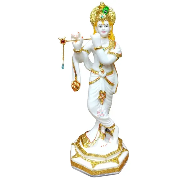 Home_Decor_Gold_Foil_Work_Marble_Idol_Lord_Krishna_Sculpture_Idol_Decorativ