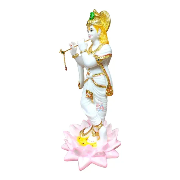 Home_Decor_Gold_Foil_Work_Marble_Idol_Lord_Krishna_Sculpture_Idol_Decorative