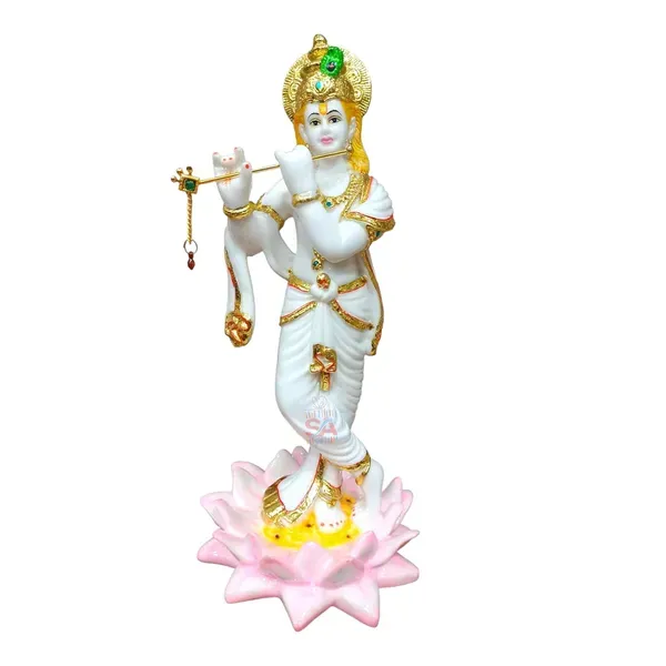 Home_Decor_Gold_Foil_Work_Marble_Idol_Lord_Krishna_Sculpture_Idol_Decorative