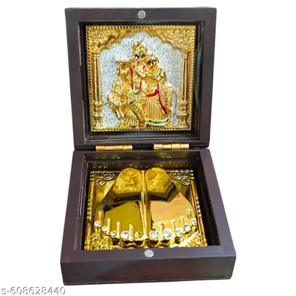 Sai_Amrut_Gifts_Plastic_Radha_Krishna_Golden_Charan_Paduka_In_Box_Spiritual_Gift_Home_Decor_3_3_Inch
