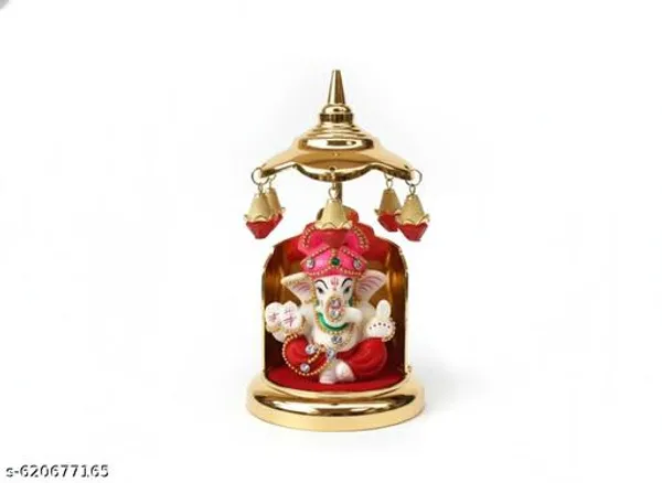 Sai_Amrut_Gifts_Ganpati_Idol_2_5_With_6_Golden_Umbrella_Car_Dashboard_Home_Temple_Ganesh_Murti_With_Stones_Decorative_Showpiece