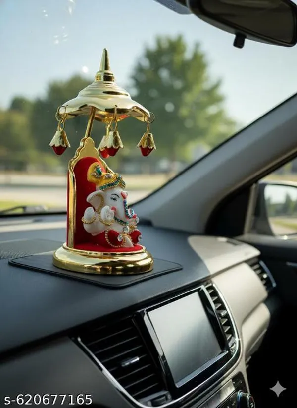 Sai_Amrut_Gifts_Ganpati_Idol_2_5_With_6_Golden_Umbrella_Car_Dashboard_Home_Temple_Ganesh_Murti_With_Stones_Decorative_Showpiece