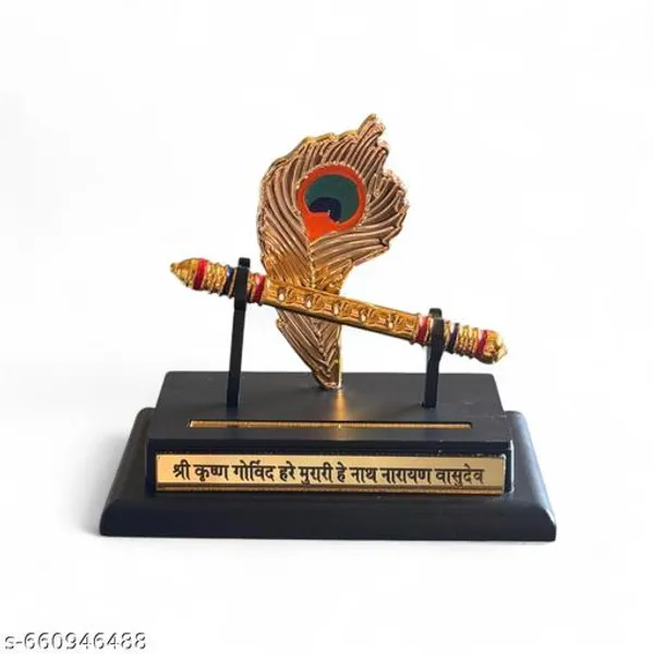Sai_Amrut_Gifts_Morpankh_Bansuri_With_Base_Decorative_Krishna_Flute_Peacock_Feather_Showpiece_Spiritual_Home_Office_Decor