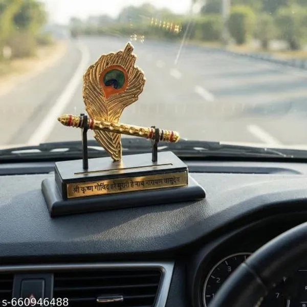 Sai_Amrut_Gifts_Morpankh_Bansuri_With_Base_Decorative_Krishna_Flute_Peacock_Feather_Showpiece_Spiritual_Home_Office_Decor