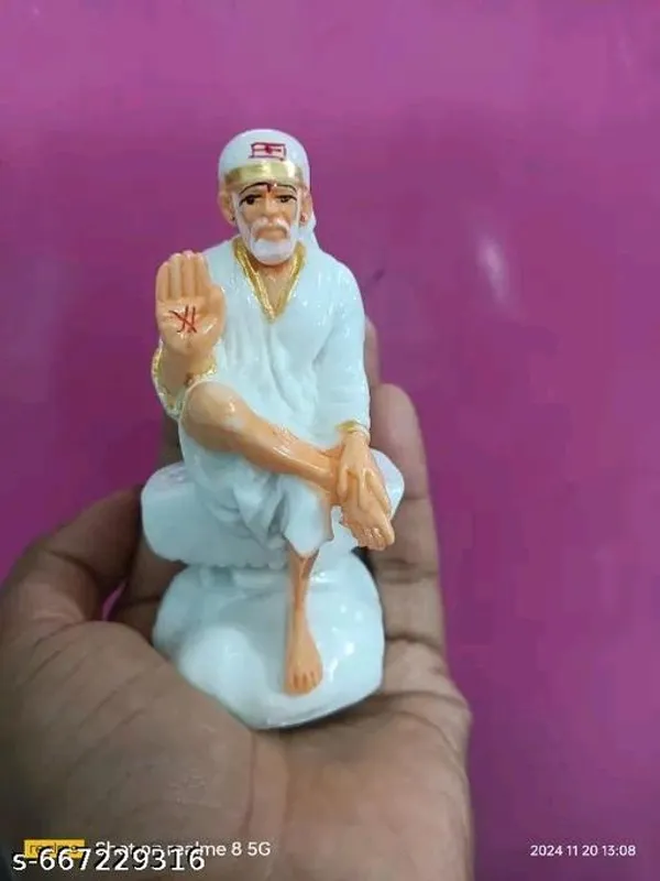 Sai_Amrut_Gifts_Sai_Baba_Sitting_Idol_With_Blessing_Hand_White_Polymarble_Murti_For_Home_Pooja_6_Inch