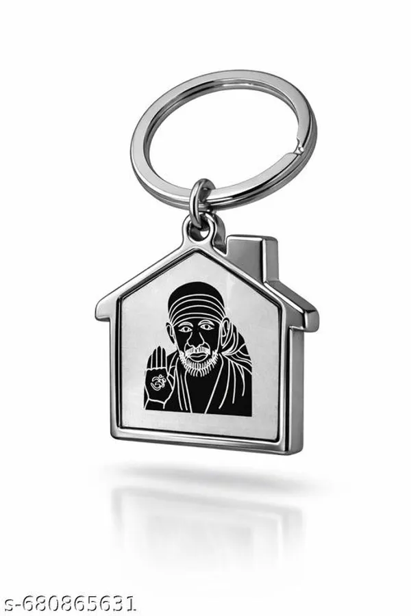 Sai_Baba_House_Shape_Silver_Metal_Keychain_Lucky_Spiritual_Keychain_For_Home_Car