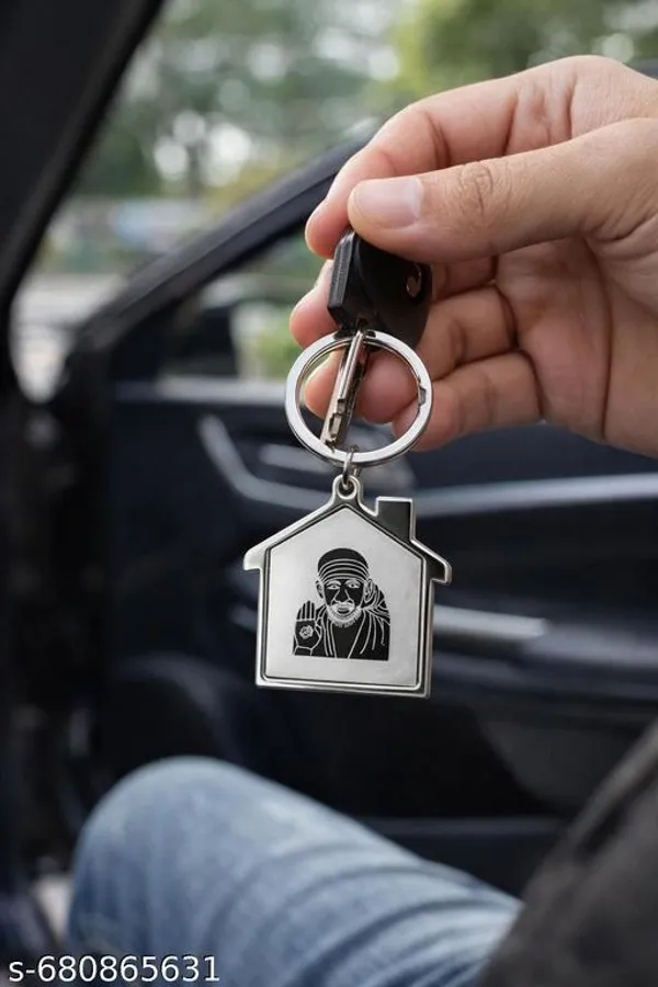 Sai_Baba_House_Shape_Silver_Metal_Keychain_Lucky_Spiritual_Keychain_For_Home_Car