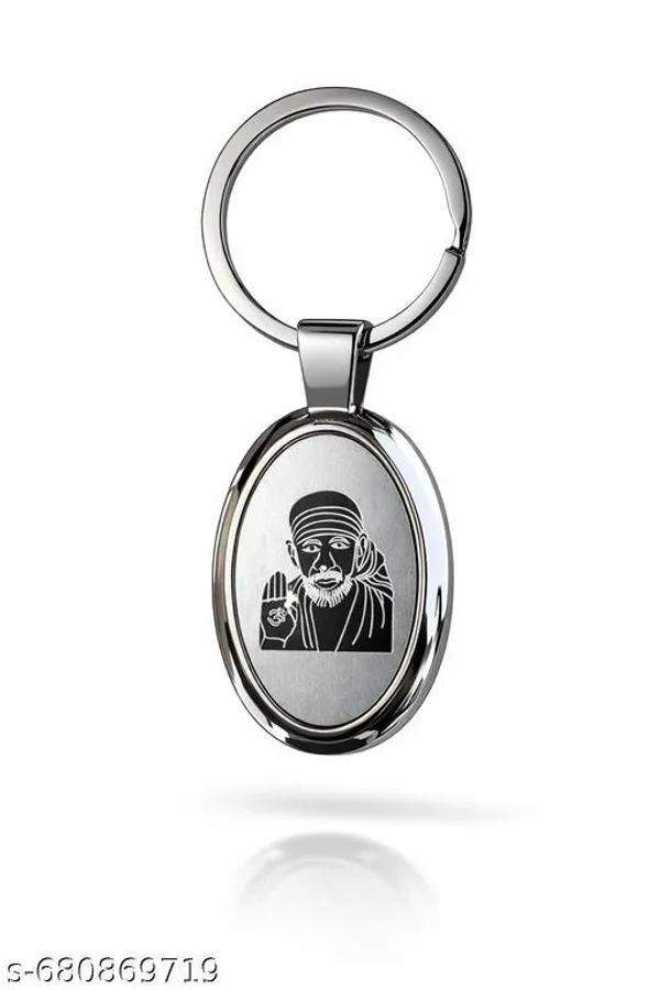 Sai_Baba_Oval_Shape_Silver_Metal_Keychain_Spiritual_Religious_Key_Ring_For_Car_Bike