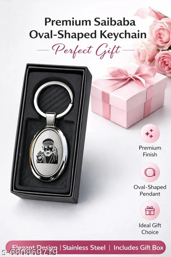 Sai_Baba_Oval_Shape_Silver_Metal_Keychain_Spiritual_Religious_Key_Ring_For_Car_Bike