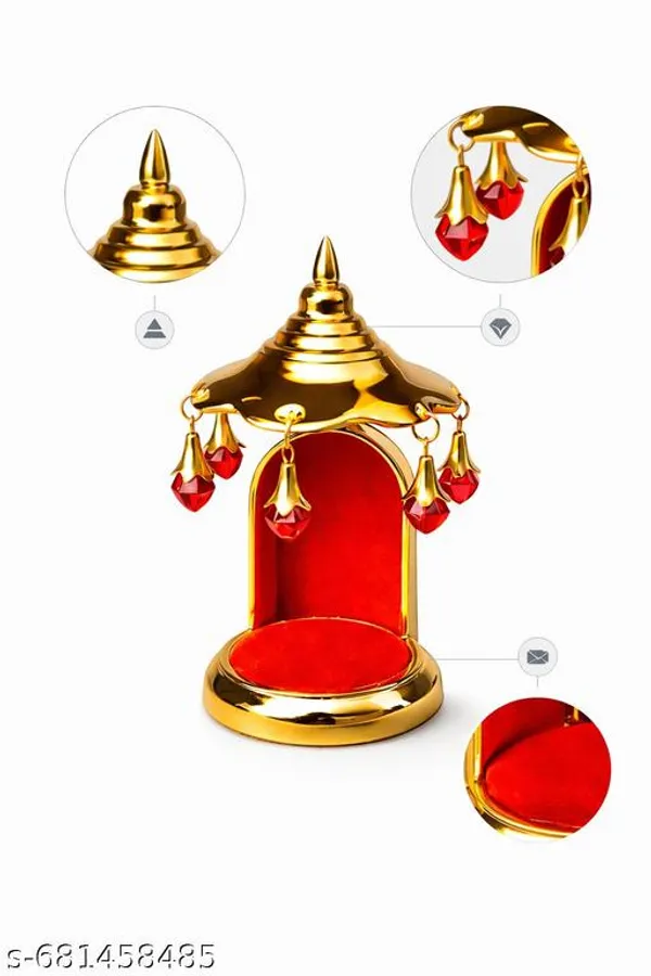 Golden_Car_Dashboard_Mini_Temple_Singhasan_For_God_Idol_Red_Velvet_Finish_Decorative_Mandir_For_Car_Home_Pooja