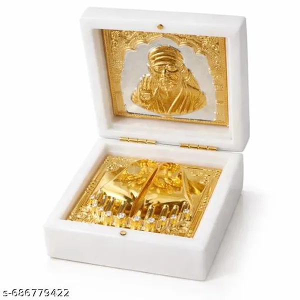 Sai_Baba_Gold_Plated_Charan_Paduka_With_Photo_In_Premium_White_Box_3_Inch_Religious_Gift_For_Home_Office_Pooja_Festivals