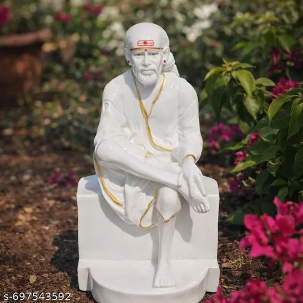 Shirdi_Sai_Baba_Sitting_Idol_9_Inch_White_Glossy_Finish_With_Golden_Detailing_Home_Temple_Gift_Statue