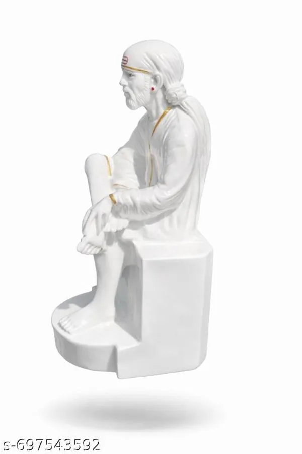 Shirdi_Sai_Baba_Sitting_Idol_9_Inch_White_Glossy_Finish_With_Golden_Detailing_Home_Temple_Gift_Statue