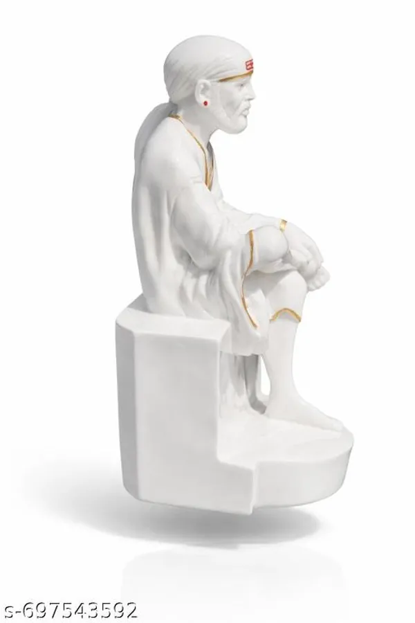 Shirdi_Sai_Baba_Sitting_Idol_9_Inch_White_Glossy_Finish_With_Golden_Detailing_Home_Temple_Gift_Statue