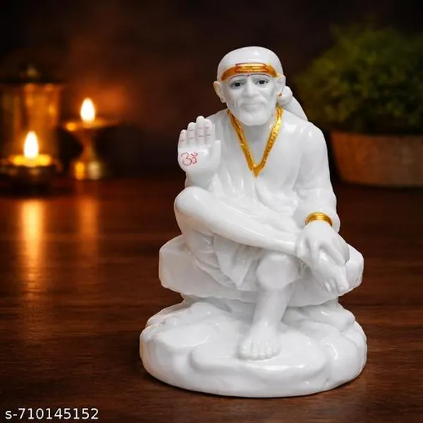 Sai_Amrut_Gifts_Marble_Sai_Baba_Idol_5_Inch_White_Gold_Finish_Sitting_Sai_Baba_Murti_Fully_Washable_Home_Temple_Decor