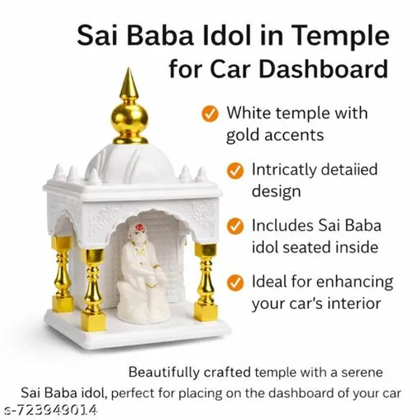 Sai_Baba_Idol_With_Temple_For_Car_Dashboard_White_Gold_Decorative_Car_God_Murti