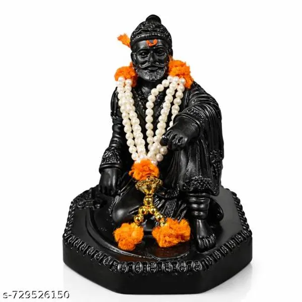 Chatrapati_Shivaji_Maharaj_Idol_Black_Finish_Car_Dashboard_Murti_Home_Office_Decor_Statue_Pearl_Mala_With_Marigold_Design_3x3x3_Inch