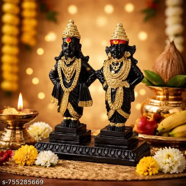 Vitthal_Rakhumai_Murti_5_Inch_Black_Gold_Finish_Pandurang_Rukmini_Idol_Pooja_Mandir_Decorative_Statue_Home_Temple_Gift_Item