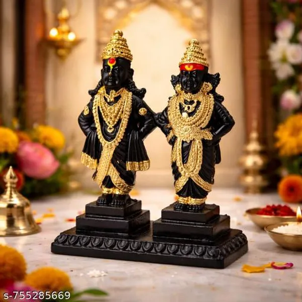 Vitthal_Rakhumai_Murti_5_Inch_Black_Gold_Finish_Pandurang_Rukmini_Idol_Pooja_Mandir_Decorative_Statue_Home_Temple_Gift_Item