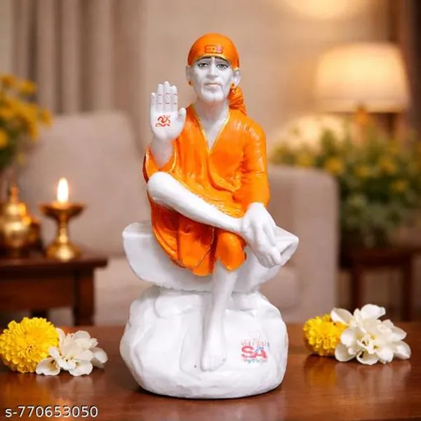 Sai_Baba_Marble_Finish_Idol_Orange_Robe_Glossy_Washable_Murti_For_Home_Temple_Office_Desk_Gift_3_Inch