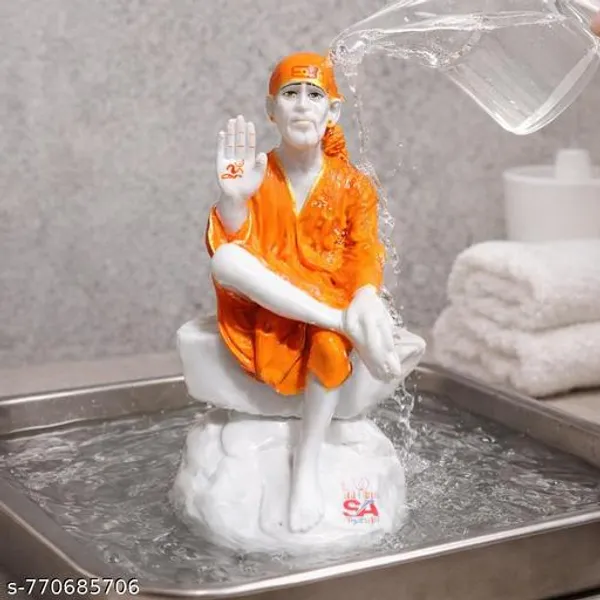 Sai_Baba_Marble_Finish_Idol_6_Inch_Orange_Robe_Premium_Glossy_Washable_Murti_For_Home_Temple_Office_Gift